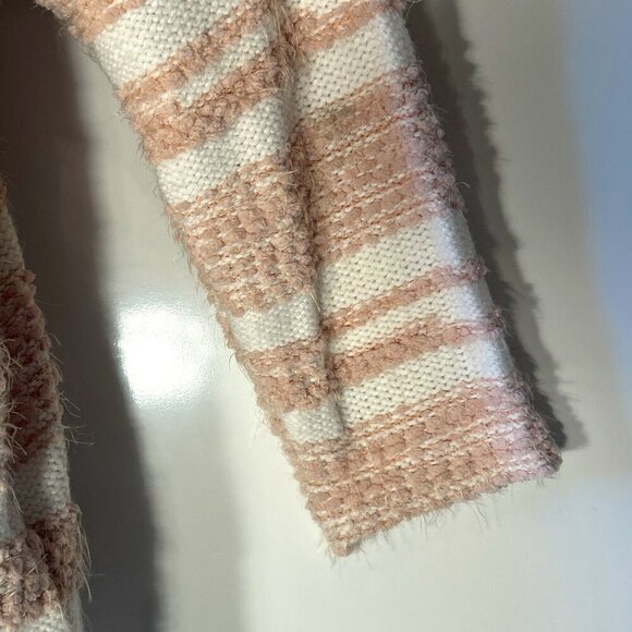 Calvin Klein SZ L/XL Pink Stripe Chunky Oversized Sweater Classic Warm Soft - Picture 6 of 11